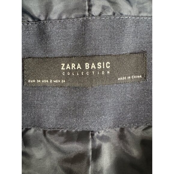 2/$30 ZARA Size 2 Basic Collection Blazer Jacket Dark Navy/Gray - Picture 3 of 14